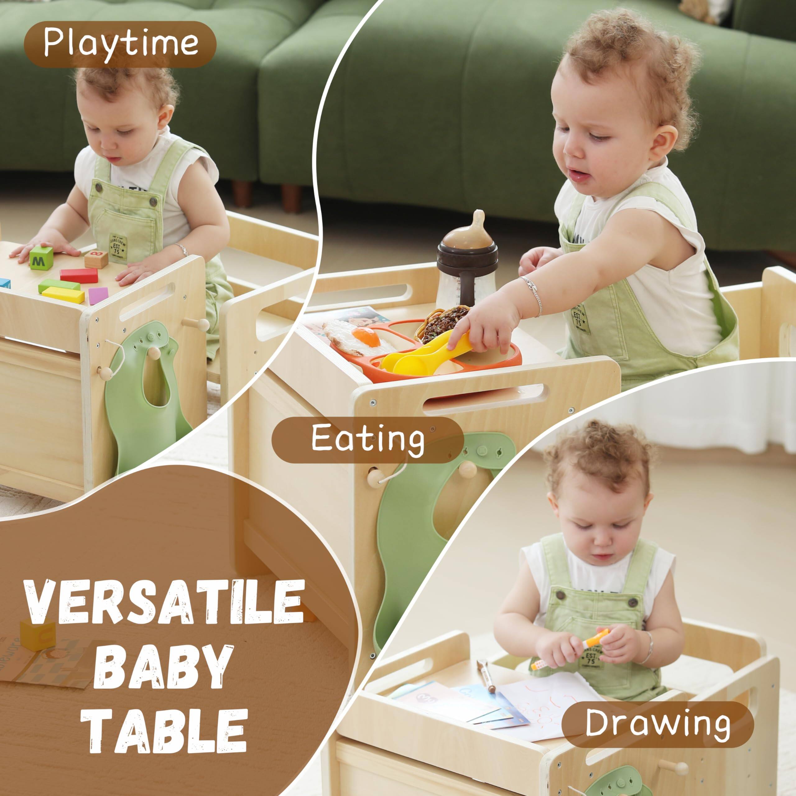 Playtime  
Eating  
Drawing  

VERSATILE BABY TABLE