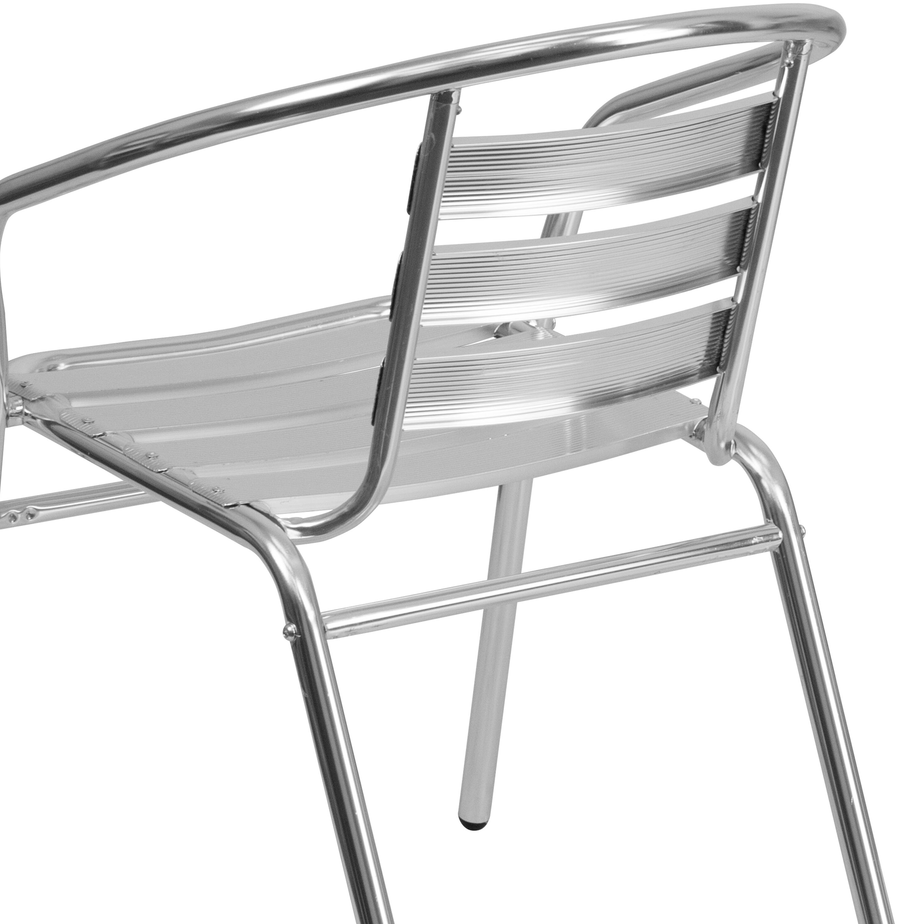 Alt View 10. Emma + Oliver - 4 Pack Aluminum Commercial Indoor-Outdoor Restaurant Stack Chair with Triple Slat Back - Aluminum.