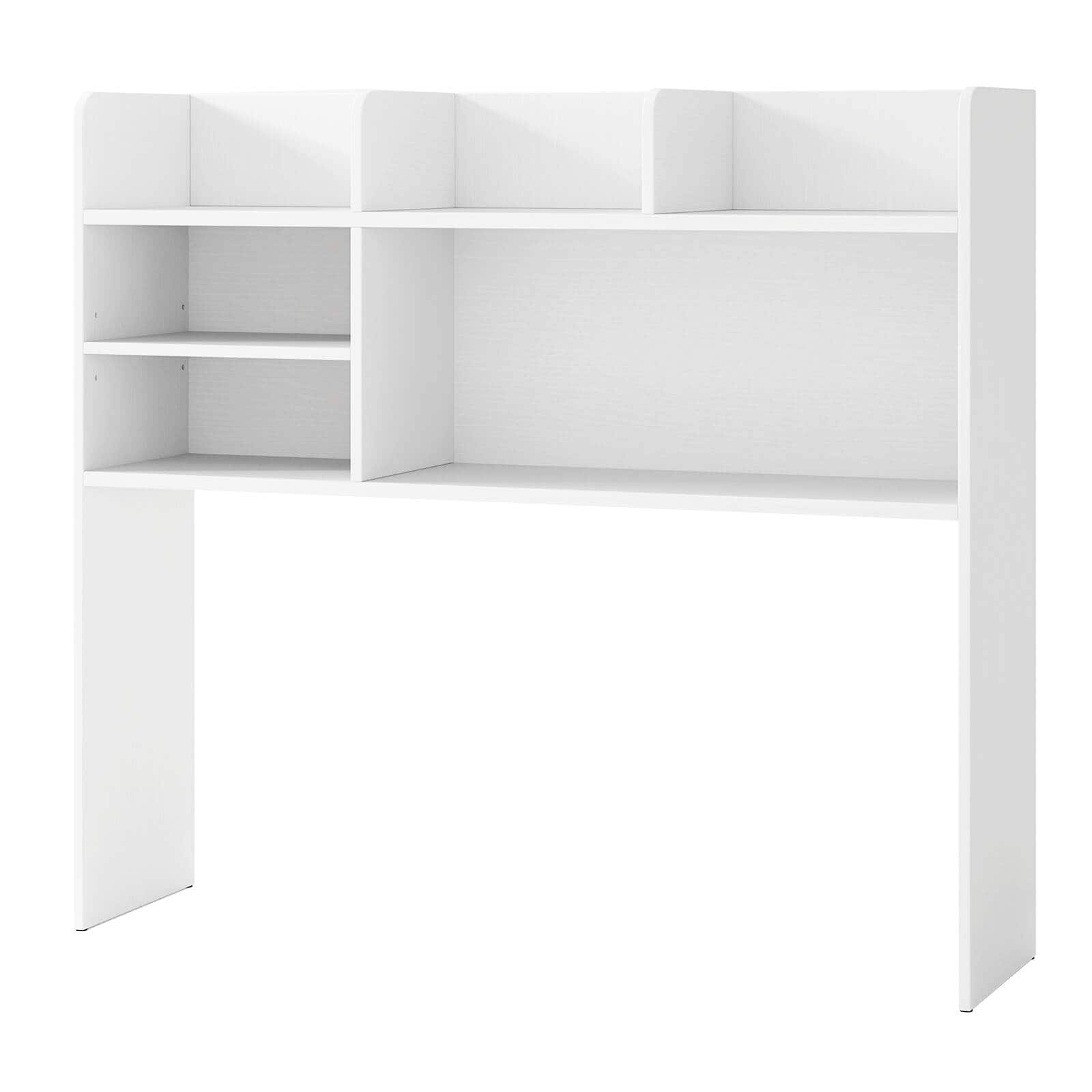 Costway - 37" Desktop Bookshelf Wooden Organizer with 6 Shelves 2 Anti-tipping Devices - White