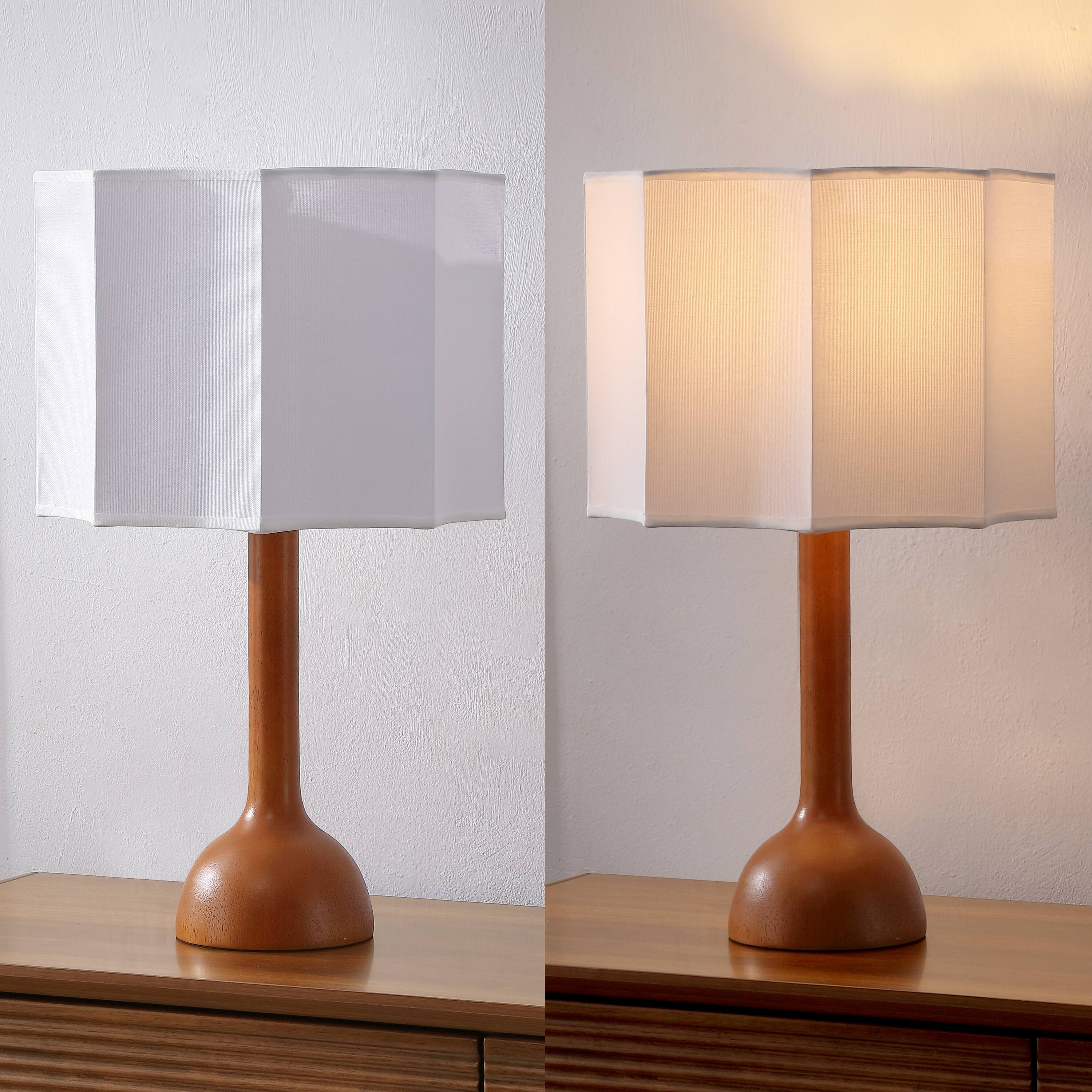 Alt View 6. Jonathan Y - Lisbet 21 in. Mid-Century Modern Tubular Gourd Resin LED Table Lamp with Octagonal Shade, Brown - Brown.