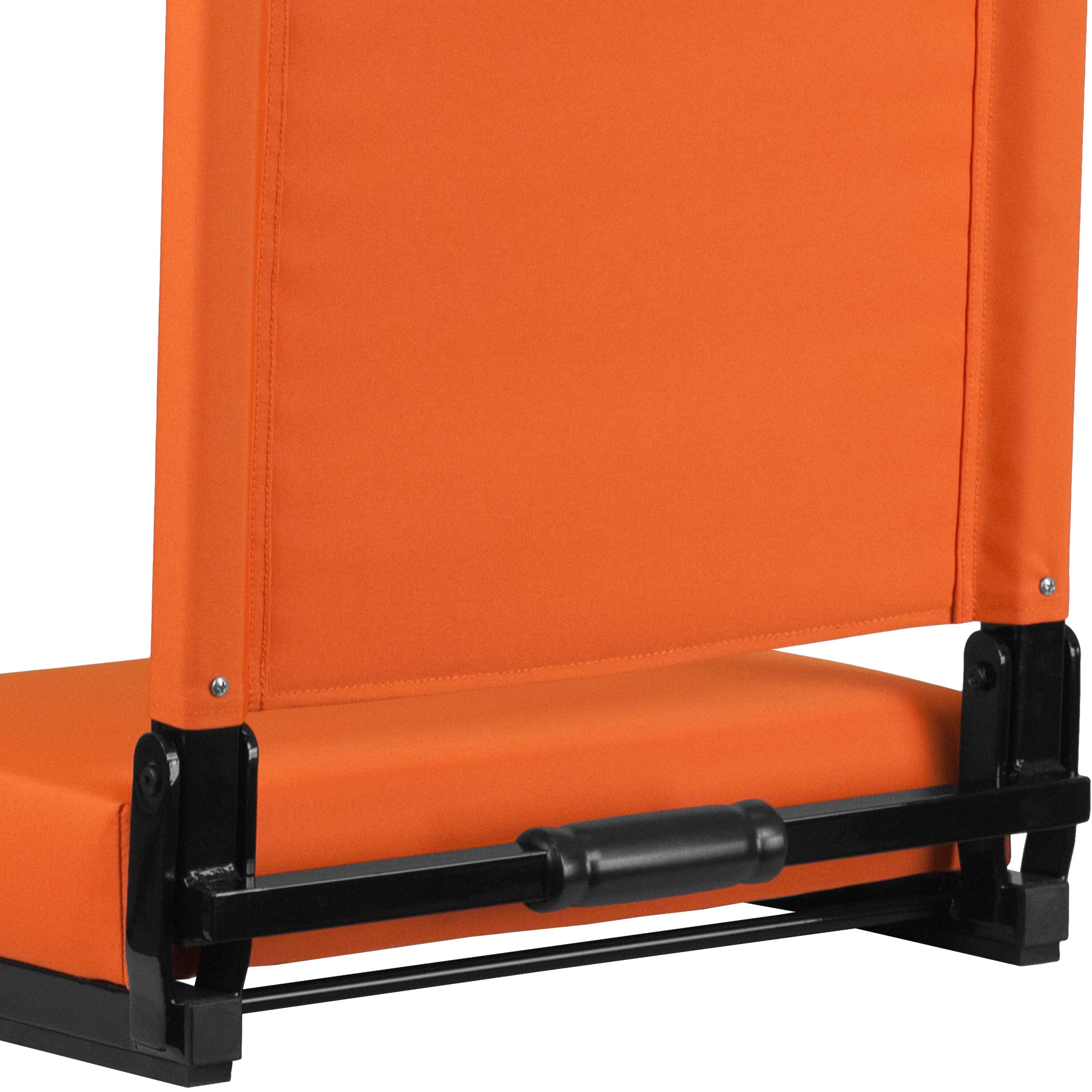 Alt View 10. Emma + Oliver - Set of 2 500 lb. Rated Lightweight Stadium Chair with Ultra-Padded Seat - Orange.