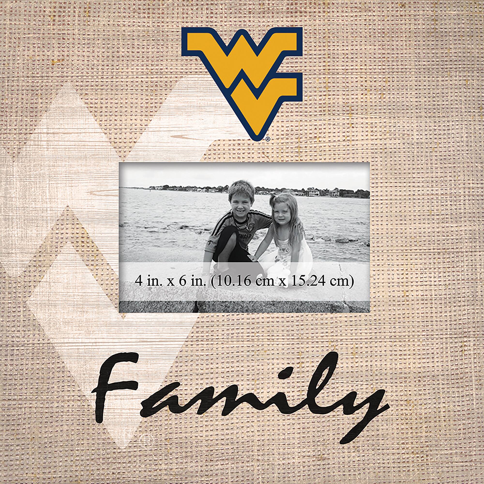 West Virginia Mountaineers 10'' x 10'' Burlap Pattern Frame