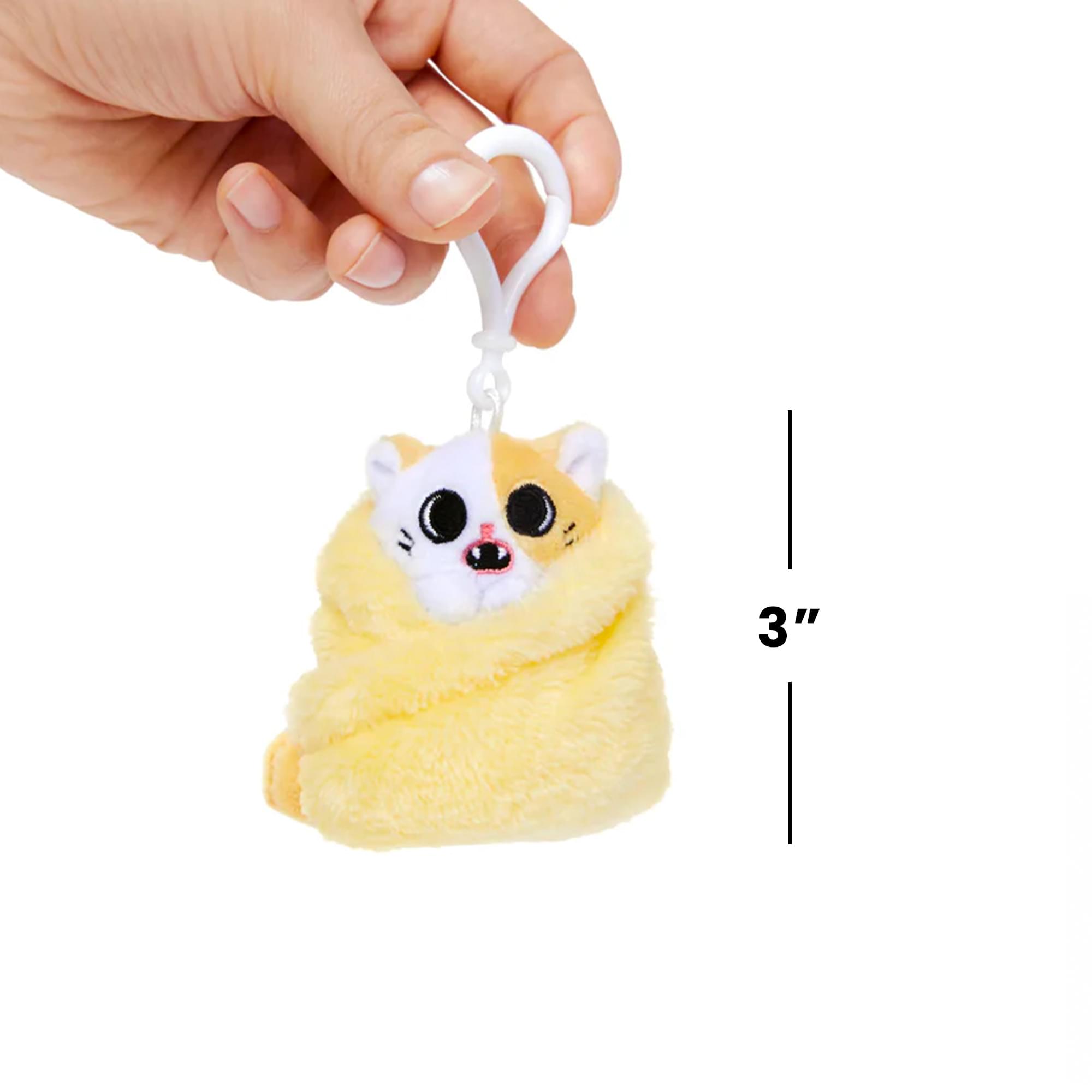 Alt View 1. Uncute - Purritos 3 Inch Cat In Blanket Plush Key Ring - Pork Bun - Beige.