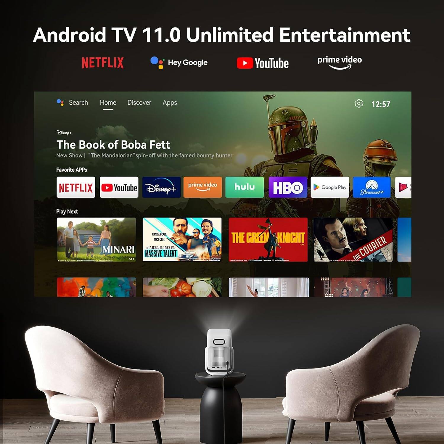 Wanbo T2 Ultra Projector, 1080P Android TV 11, 500 ANSI, 120