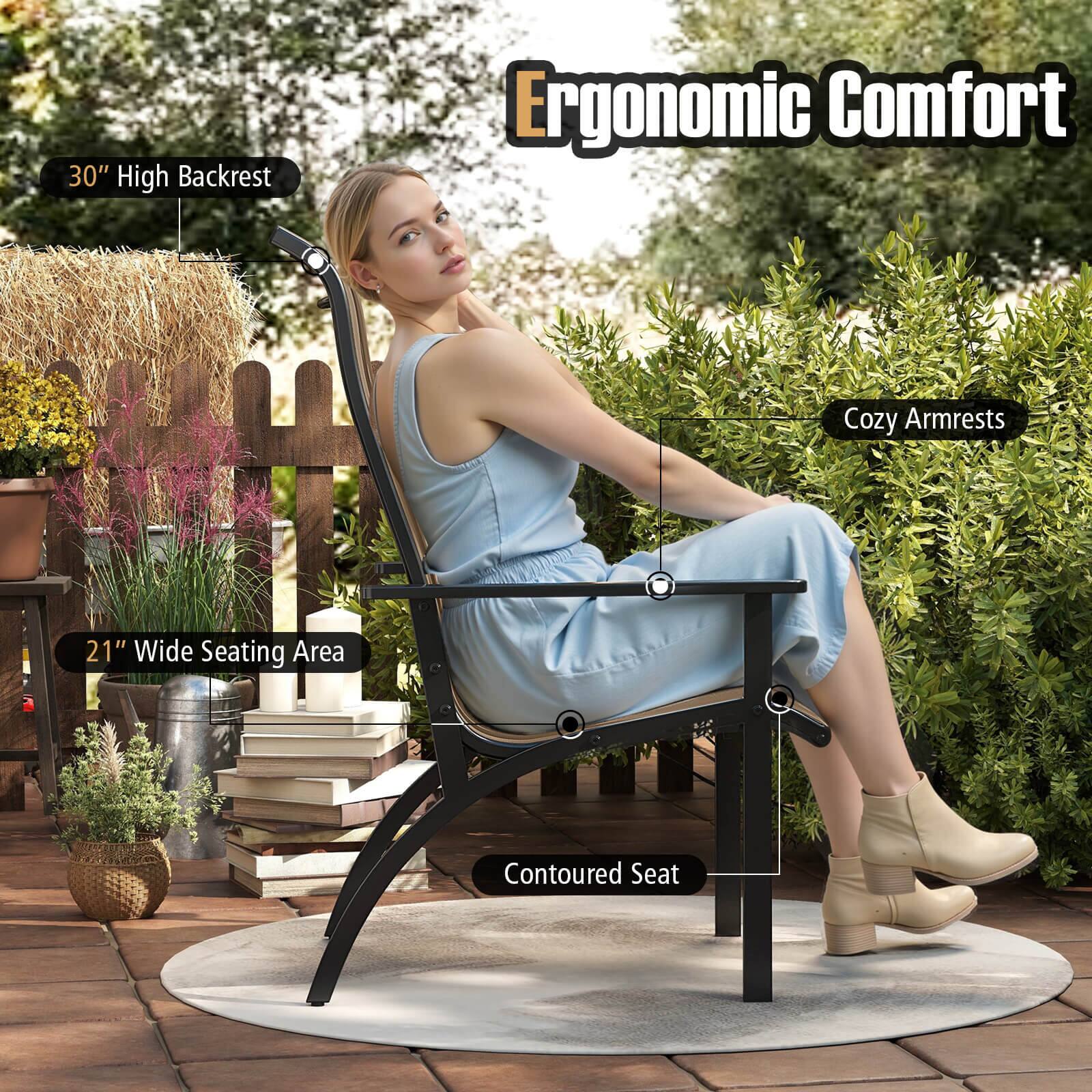 Ergonomic Comfort

- 30" High Backrest
- Cozy Armrests
- 21" Wide Seating Area
- Contoured Seat