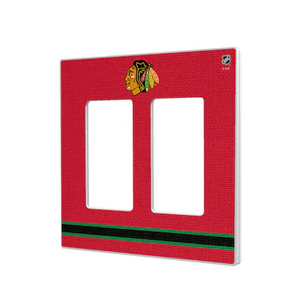 Front. Keyscaper - Chicago Blackhawks Double Rocker Lightswitch Plate - Multicolor.