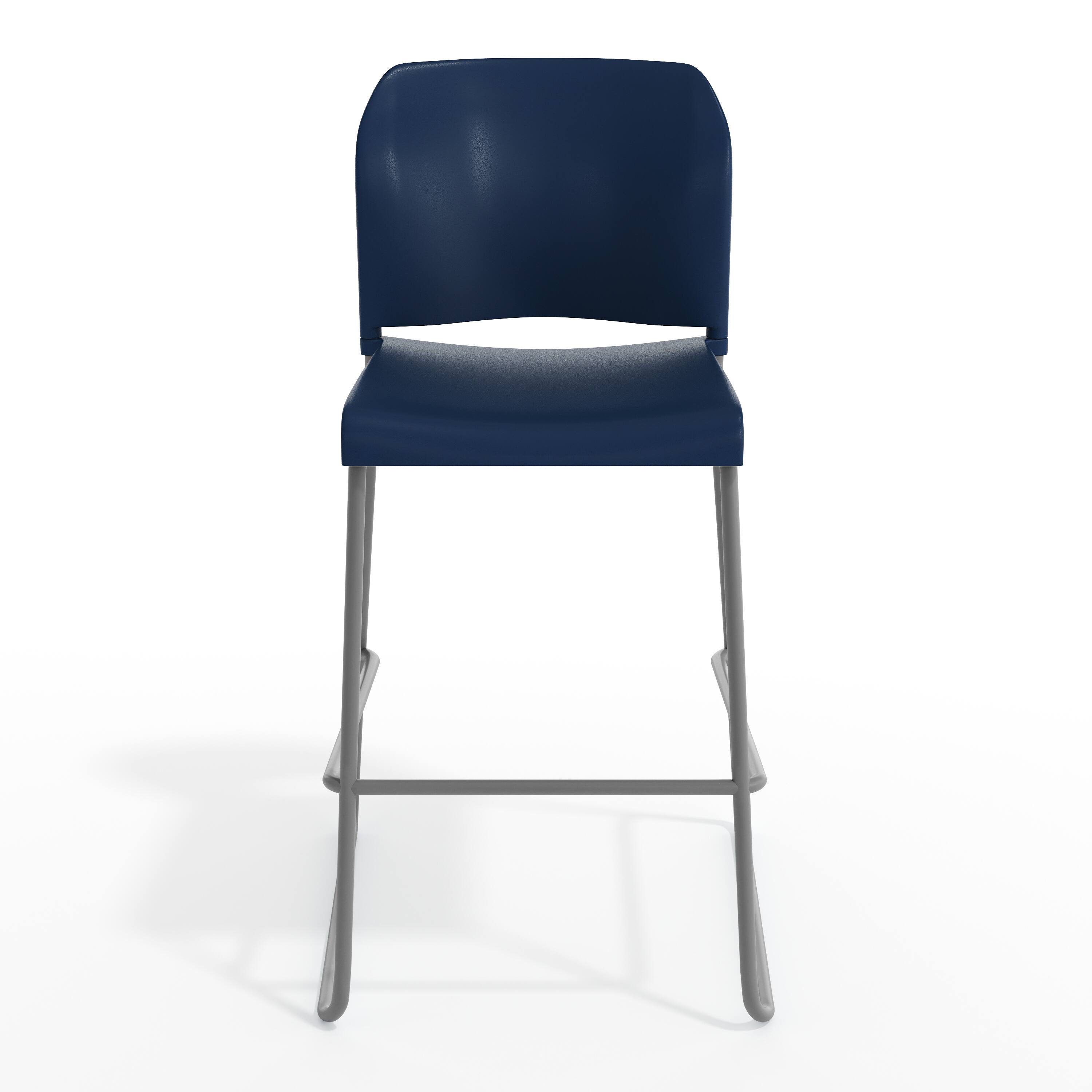 Alt View 9. Emma + Oliver - Calliope Stackable Office Reception Barstool with Contoured Backrest and Chrome Sled Base - Navy Plastic/Gray Frame.