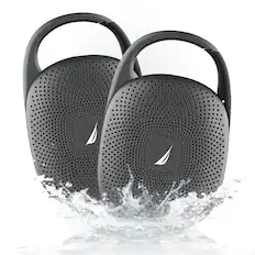 Front. Nautica - Nautica Nayman SP700 Portable Bluetooth Speaker, Waterproof Portable Wireless Outdoor & Shower Speaker - Silver-2 Pk - Silver-2 Pk.