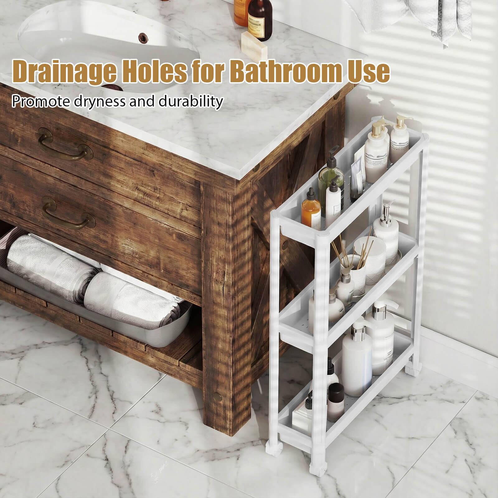 Drainage Holes for Bathroom Use  
Promote dryness and durability
