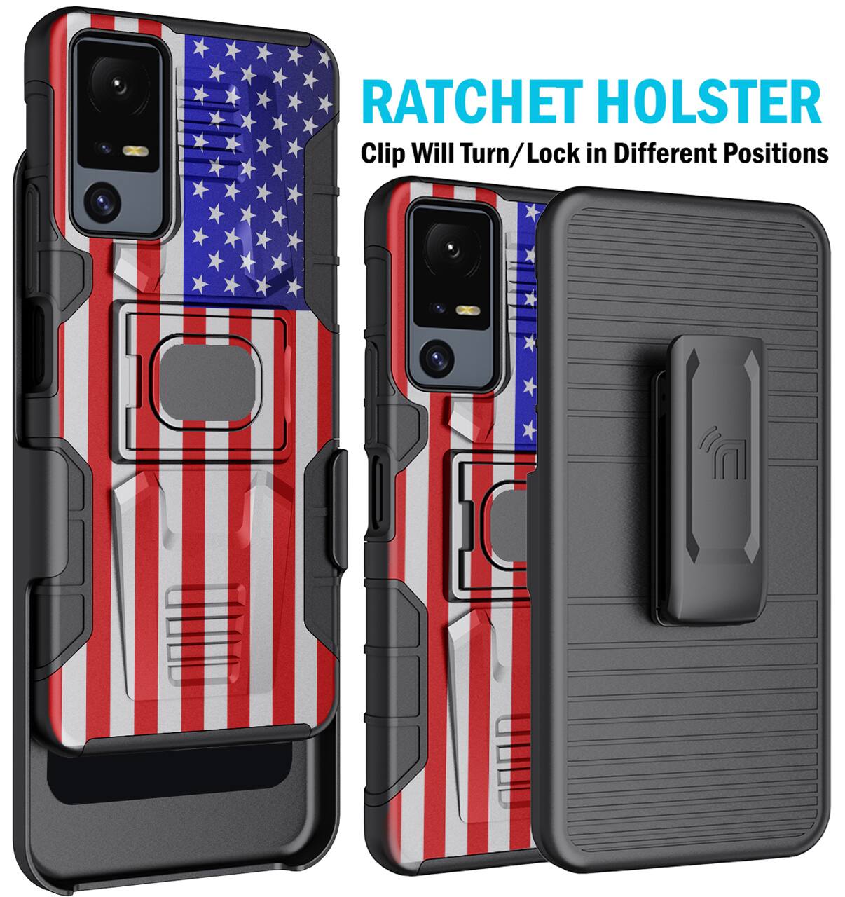 RATCHET HOLSTER  
Clip Will Turn/Lock in Different Positions