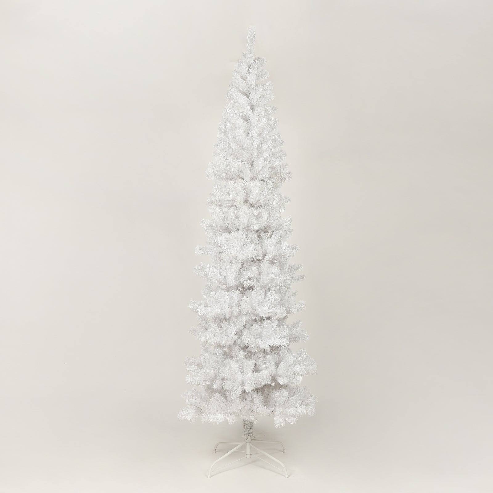 Alt View 4. BreeBe - 7.5FT White Slim Artificial Christmas Tree  Includes Foldable Metal Stand - White.