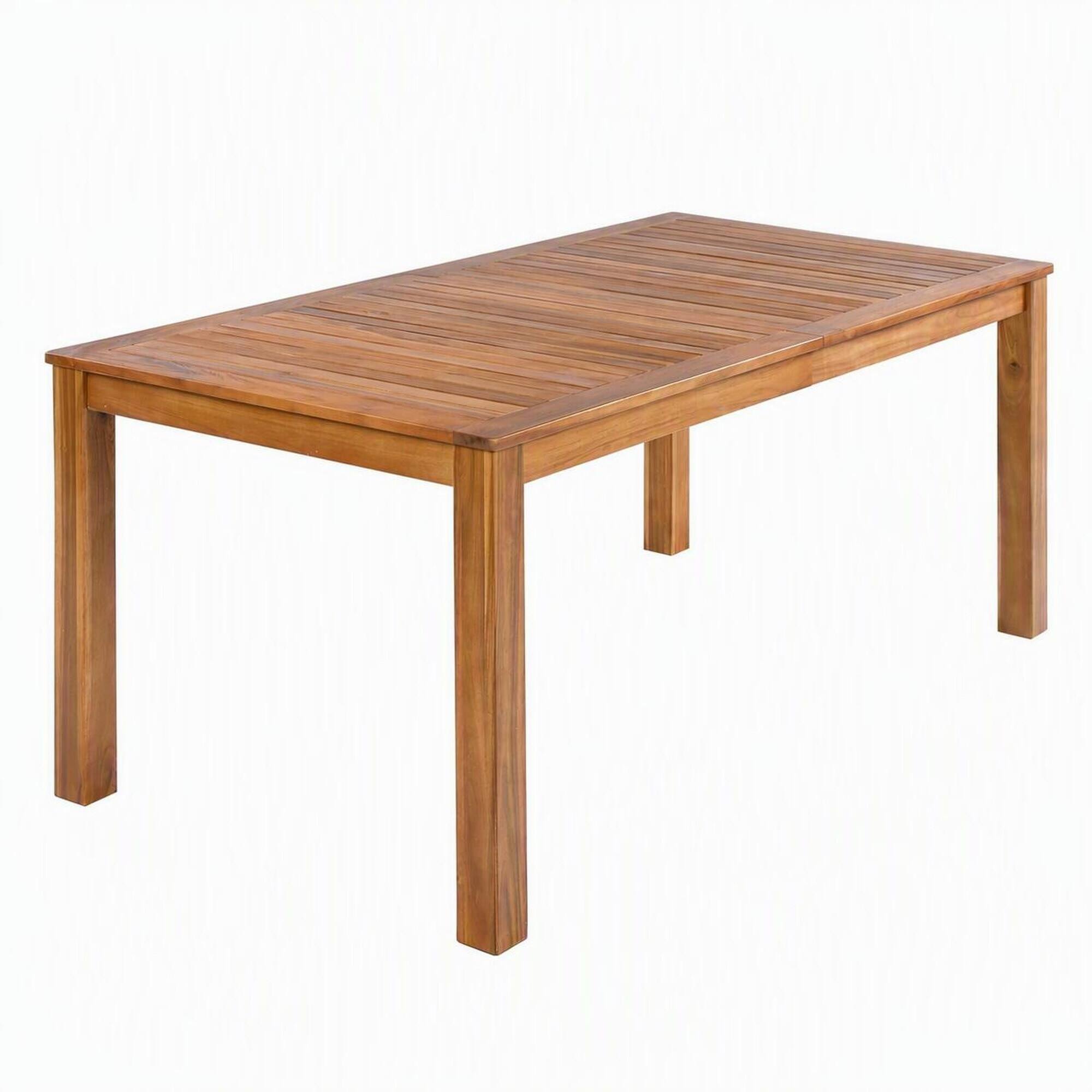 Front. RYHNUYNE - 67" Outdoor Wooden Rectangular Patio Dining Table, Natural Wood Dining Table for Backyard Poolside Garden - Natural.