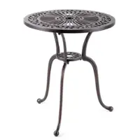 Costway - 24" Round Cast Aluminum Table Patio Dining Bistro Table with 2 Inch Umbrella Hole - Red Copper - Front_Zoom