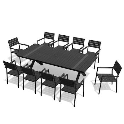 Alt View 7. Crestlive Products - Crestlive Products 11pc Patio Dining Set Aluminum Rectangle Table 10 Stackable Stationary Chairs No Armrest - Black-11PC.