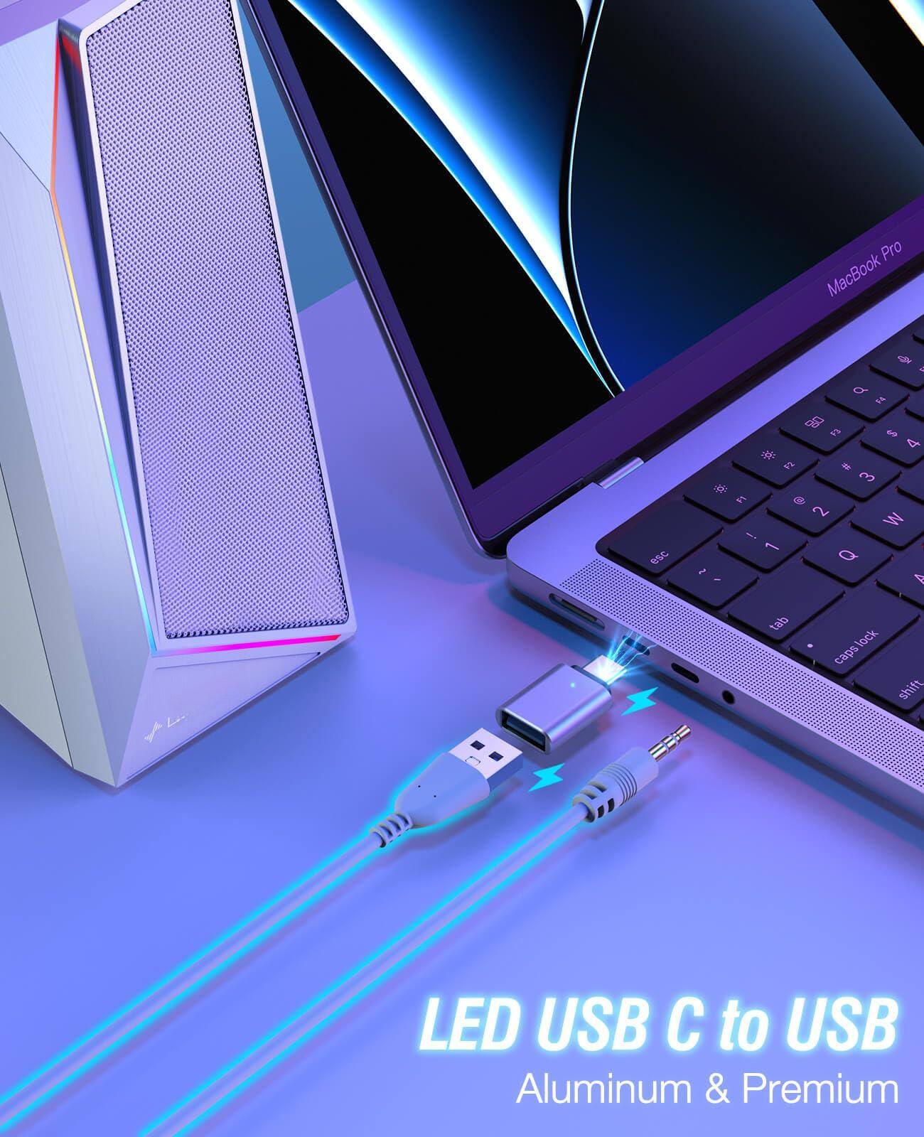 LED USB C to USB  
Aluminum & Premium