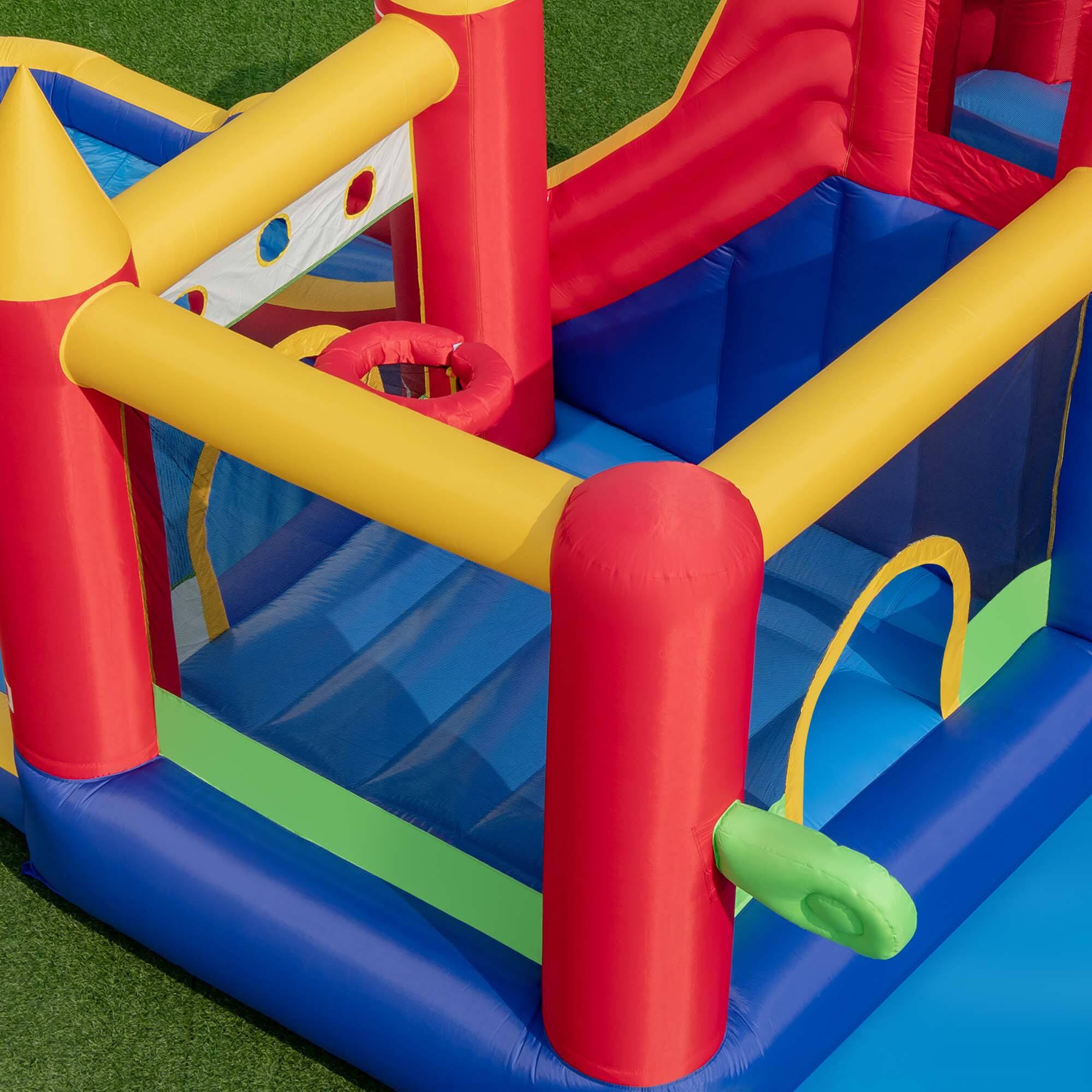 Alt View 4. Costway - Costway 9-in-1 Inflatable Bounce Castle with Waterslide Splash Pool for 3+ with 735W Blower - Multicolour.