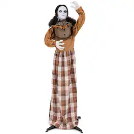 Boyel Living - Spooky Jump-Scare Halloween Animatronic Haunted Woman with Red Eyes and Sound Activation - Brown