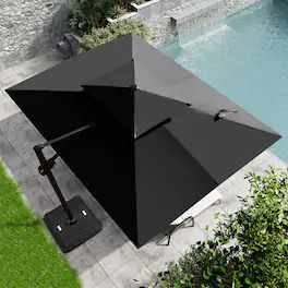 Crestlive Products - 11ft UPF50+ Aluminum Double Top Slide-tilt Cantilever Patio Umbrella with 350lbs Wheeled Base - Black