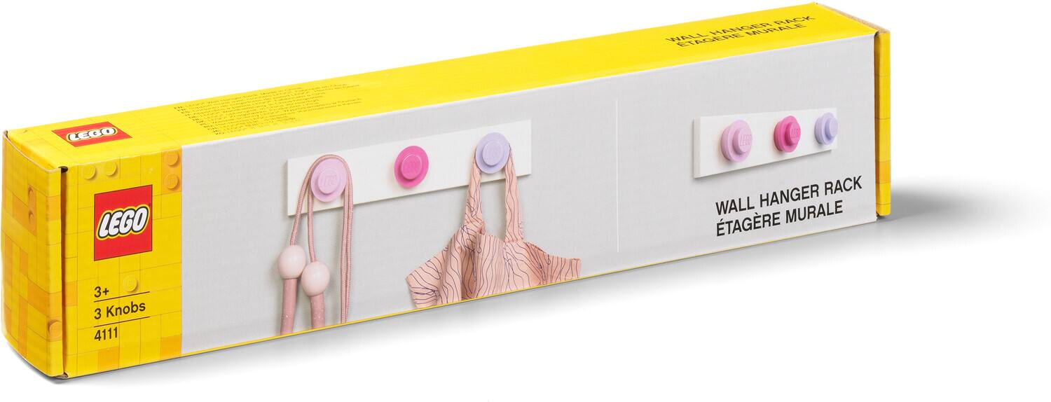 Room Copenhagen - LEGO Wall Hanger Rack, Light Pink, Dark Pink & Light Purple - COLLECTIBLES - Multicolor