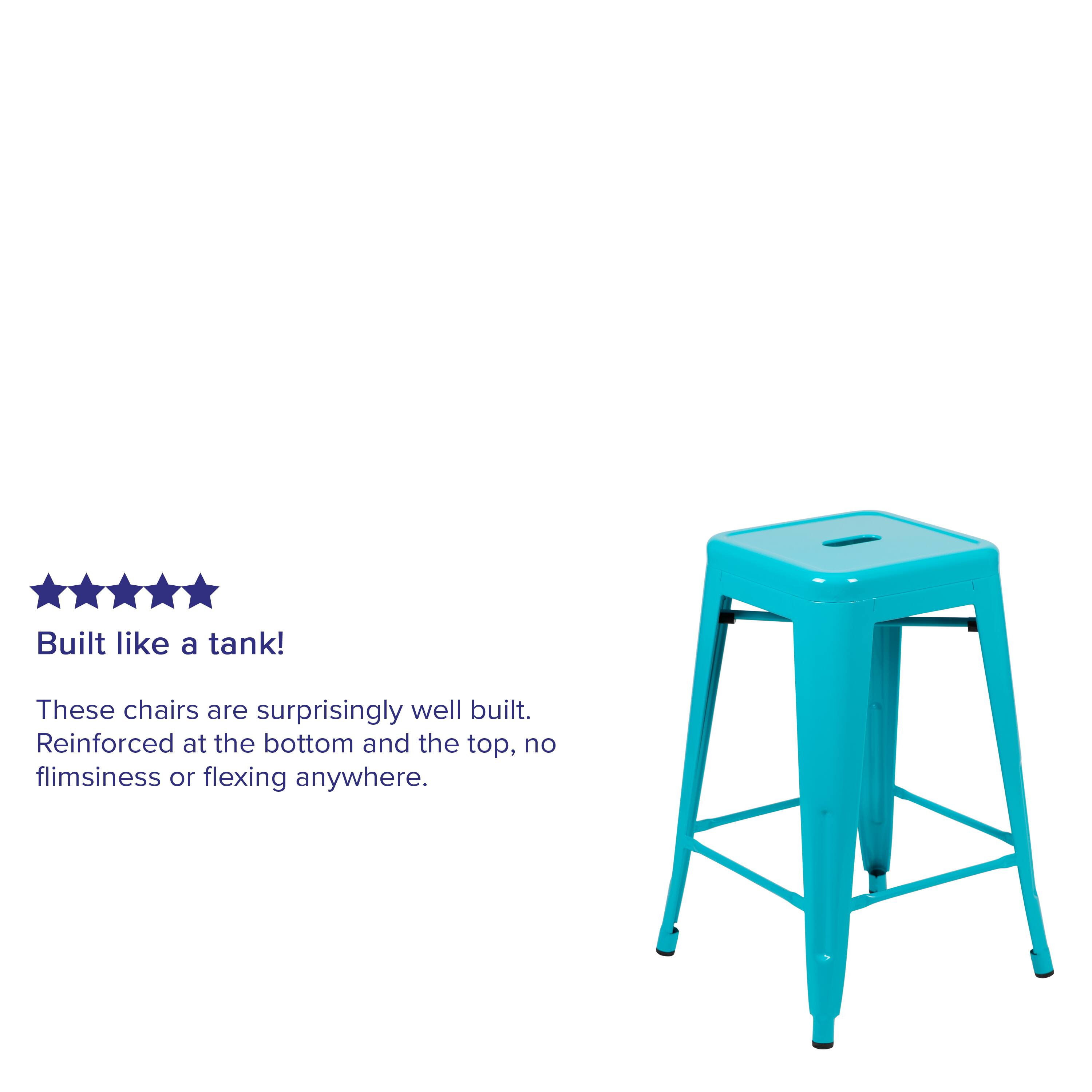 Alt View 12. Alamont Home - 24" High Metal Counter-Height, Indoor Bar Stool - Stackable Set of 4 - Teal.