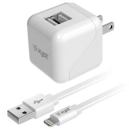 Xyst - 2.4-Amp Dual USB Wall Charger With 4Ft Lightning Cable - White