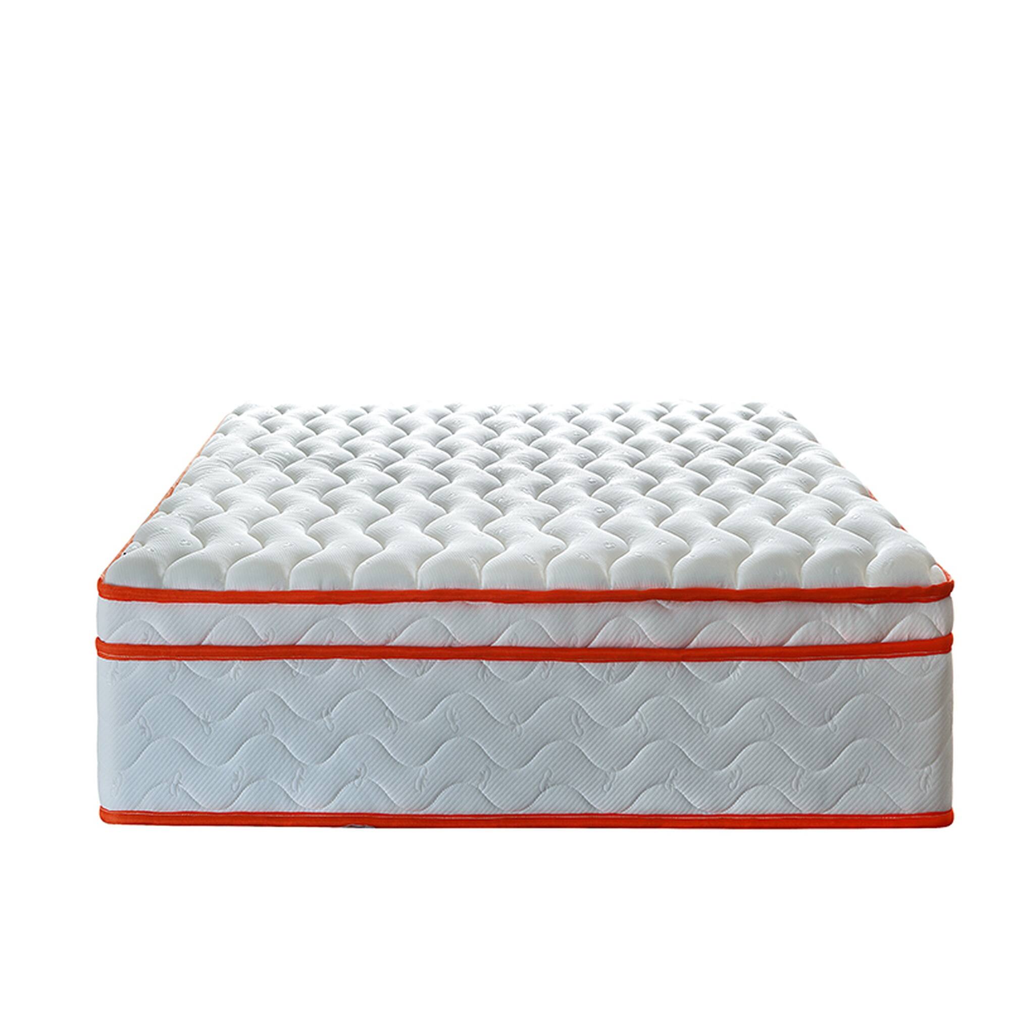 Back. Boyel Living - 10-Inch Queen Hybrid Memory Foam and Pocket Coil Mattress in a Box - White.