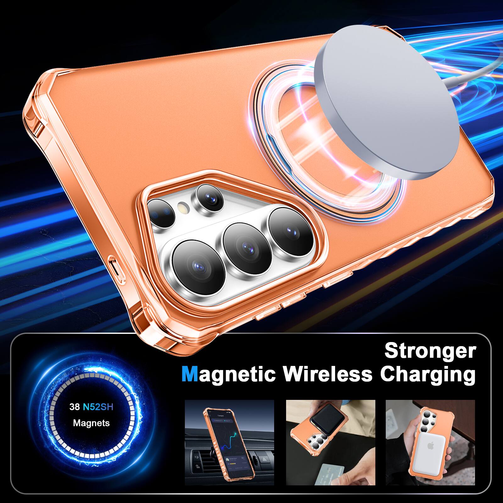 Stronger Magnetic Wireless Charging  
38 N52SH Magnets