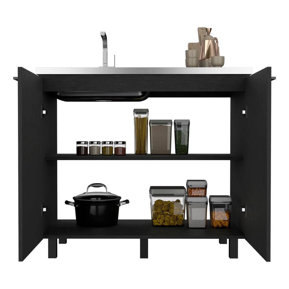 Angle. Treevol Furniture - Utility Sink Cabinet,Sink Cabinet, Burwood, Black - Black.