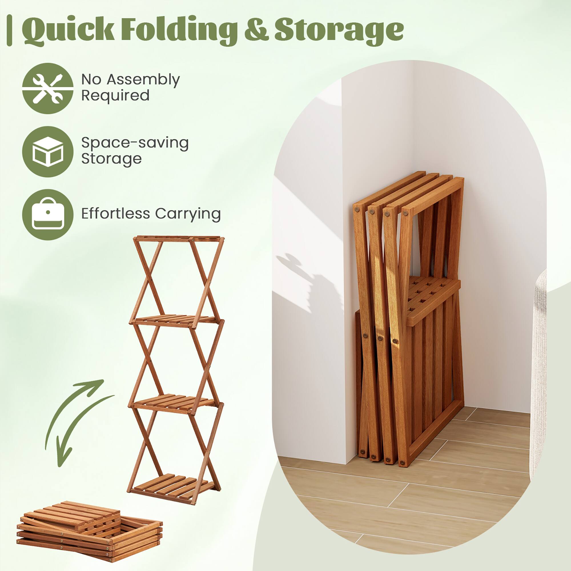 Quick Folding & Storage

- No Assembly Required
- Space-saving Storage
- Effortless Carrying