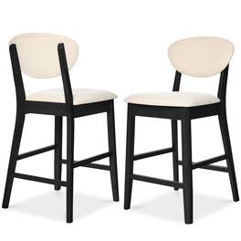 Best Choice Products - Set of 2 Counter-Height Bar Stools, Armless W/Upholstered Seat Cushion & Backrest - Black / Cream - Black/Cream