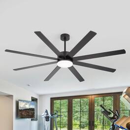 Breezary - 72-Inch LED Ceiling Fan with 10 Dual-Finish Blades, 3-Color Temperature, Remote Control, 6-Speed Settings - matte black and walnut