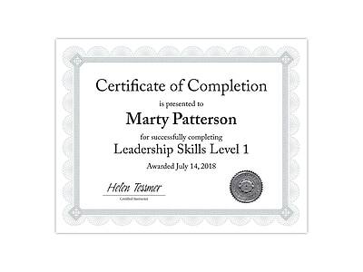 Certificate of Completion  
is presented to  
Marty Patterson  
for successfully completing  
Leadership Skills Level 1  
Awarded July 14, 2018  

Helen Tessmer  
Certified Instructor