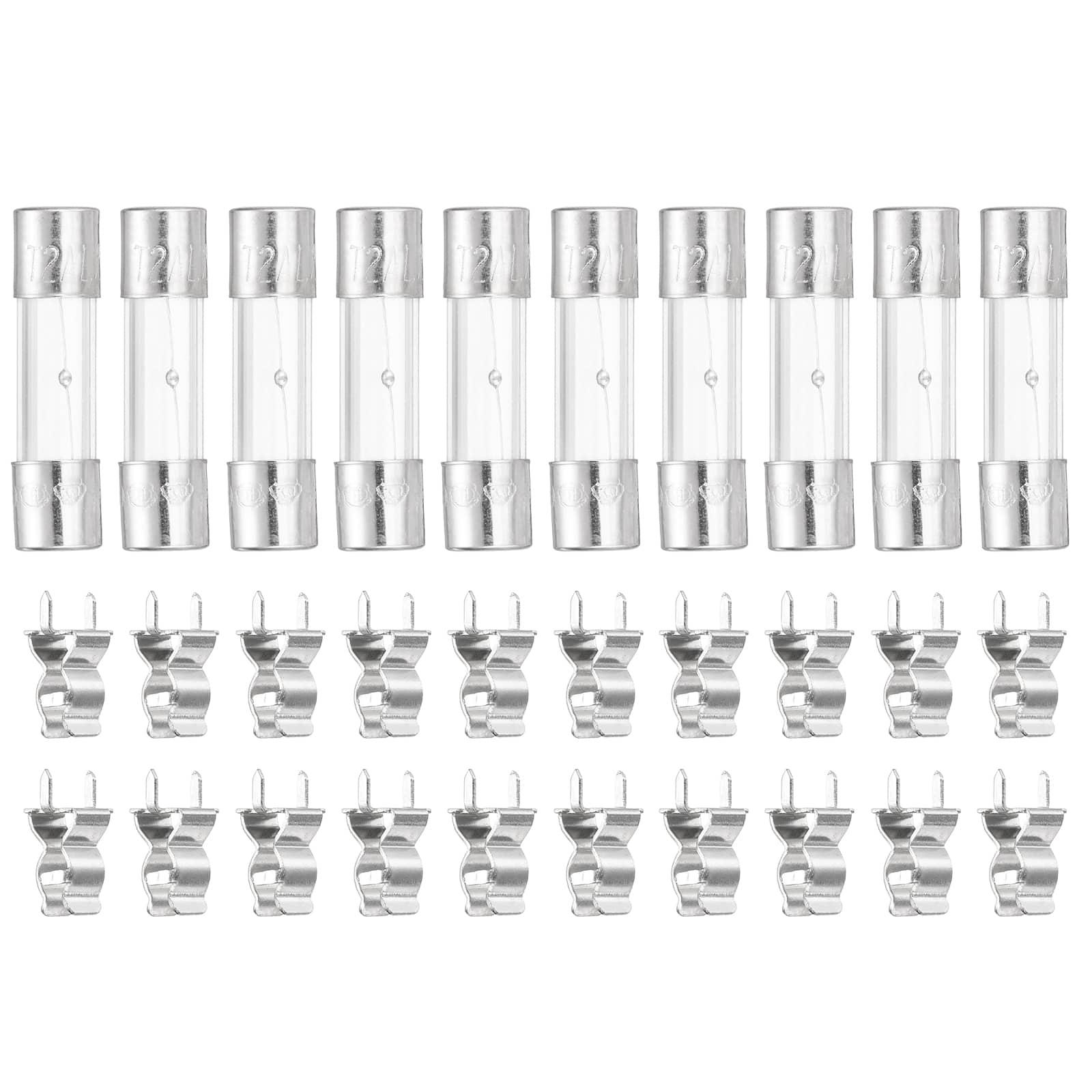 Unique Bargains - Glass Tube Fuses, 5x20mm 2A 250V Slow Fast Blow Glass Cartridge Tube Fuse with 20pcs Safety Clip 10pcs price history on PriceWatchPro