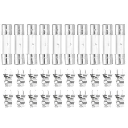 Front. Unique Bargains - Glass Tube Fuses, 5x20mm 2A 250V Slow Fast Blow Glass Cartridge Tube Fuse with 20pcs Safety Clip 10pcs.