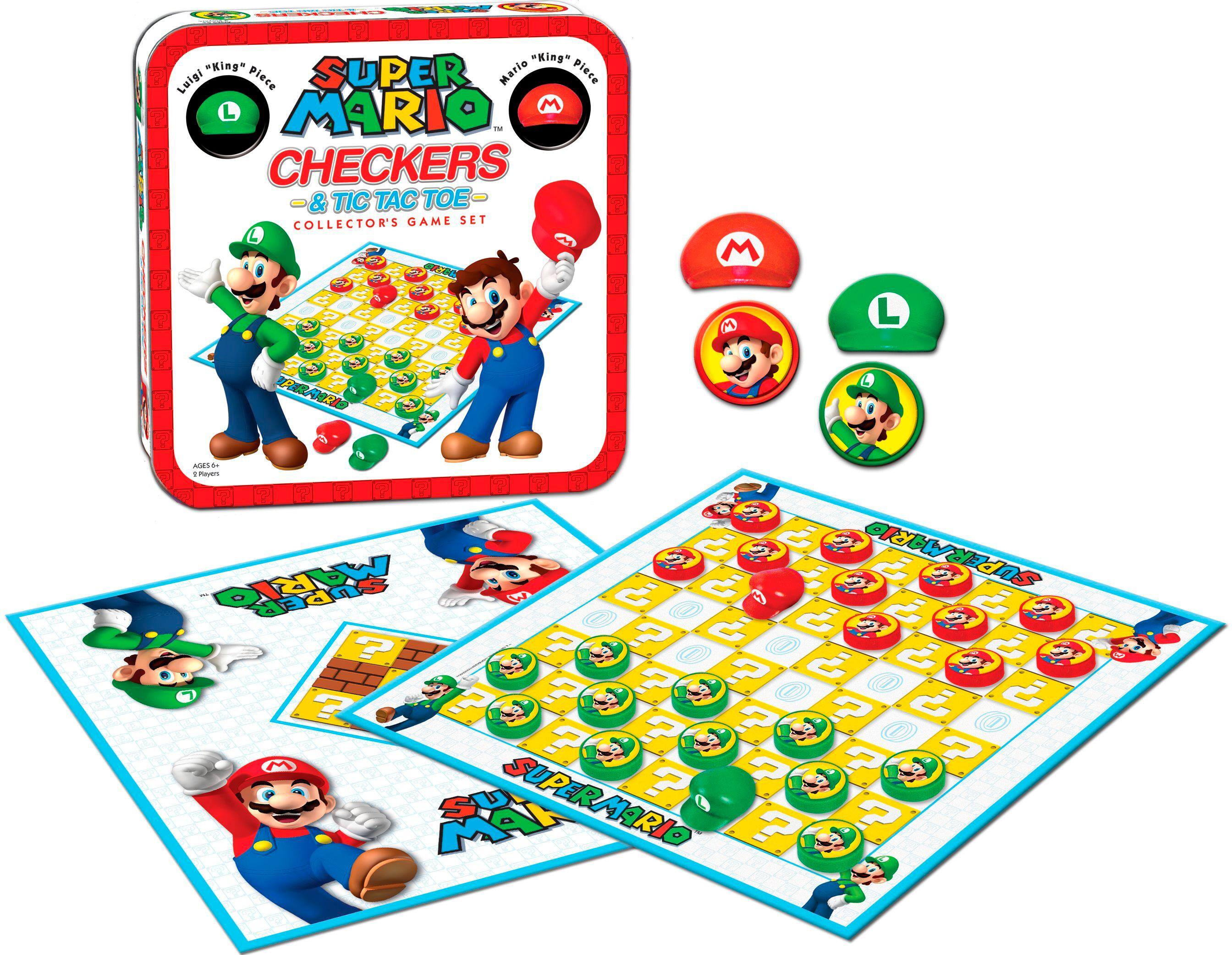 Alt View 11. Super Mario - Checkers & Tic Tac Toe Collector's Game Set Board Game - White/multicolor.