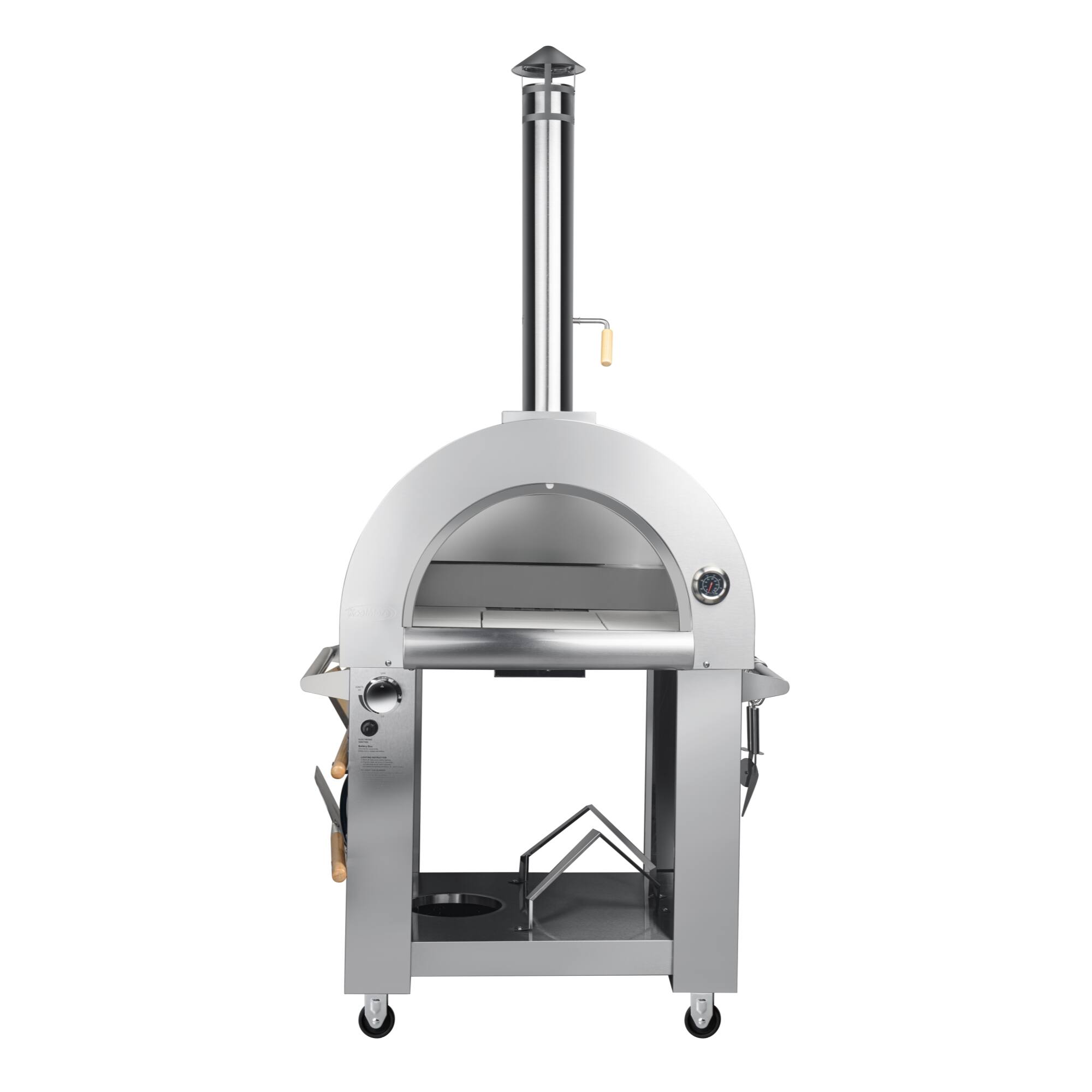 Angle. Koolmore - 32 in. Outdoor Gas and Wood Fired Pizza Oven in Stainless-Steel (KM-OKS-DFPO) - Stainless-Steel.