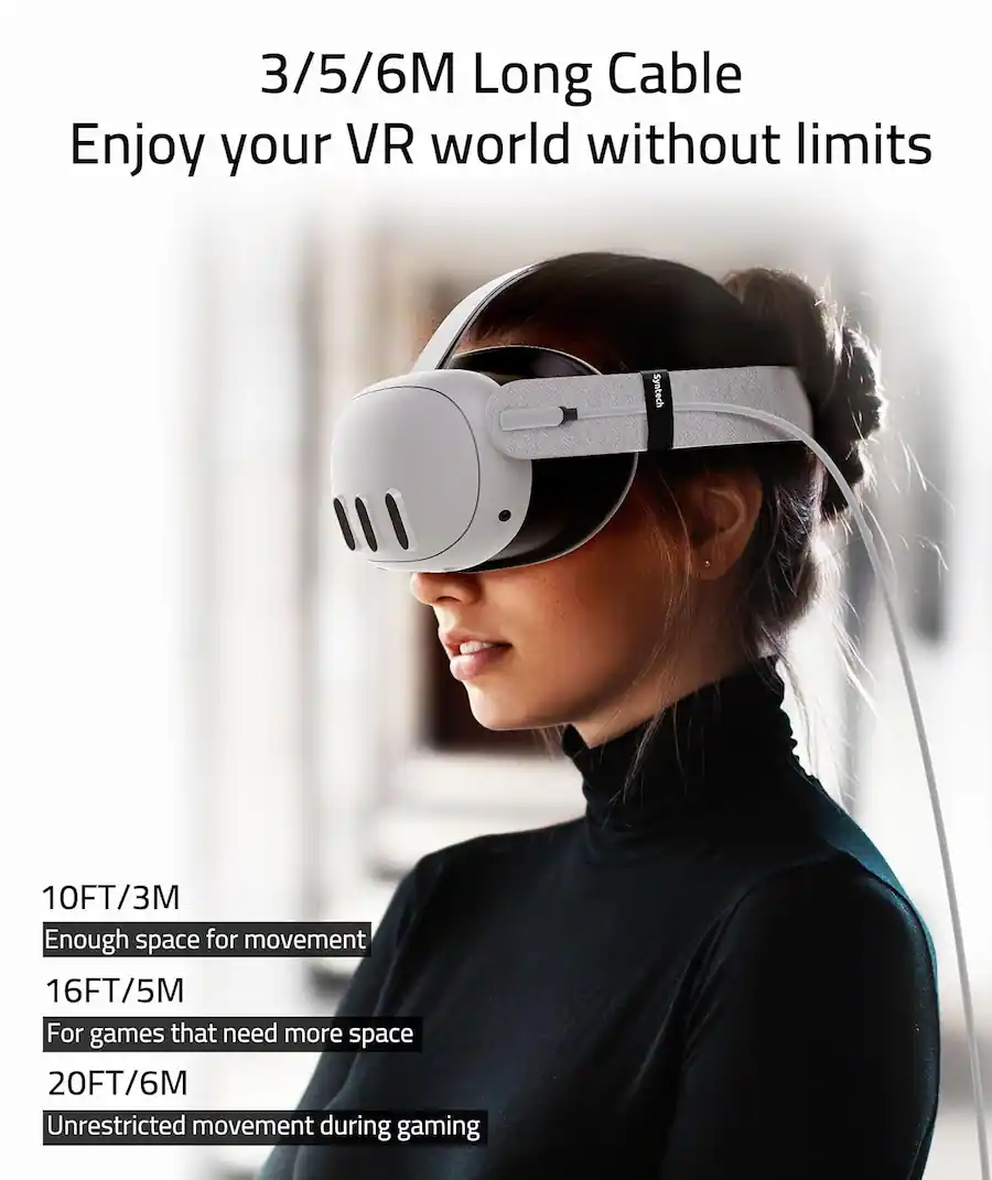 Syntech VR Link Cable 10 FT Compatible with Oculus/Meta Quest 3/3S and ...