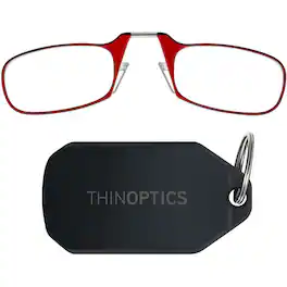 ThinOptics - 1.5 Reading Glasses with Black KeyChain - Red