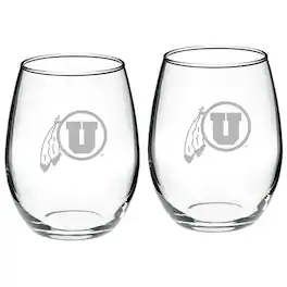 Jardine - Utah Utes 2-Piece 21oz. Stemless Wine Glass Set - Multicolor