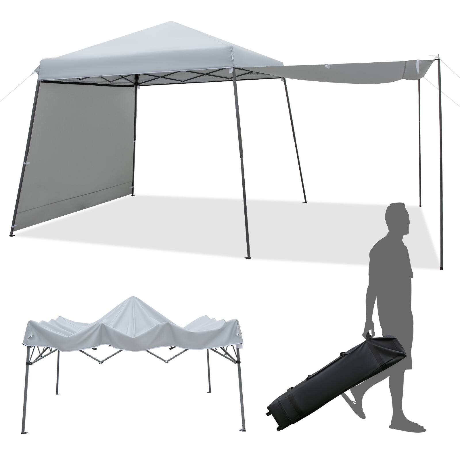 Alt View 9. Gymax - Gymax Patio 10 x 10FT Instant Pop-up Canopy Folding Tent w/ Sidewalls & Awnings Outdoor - Grey.