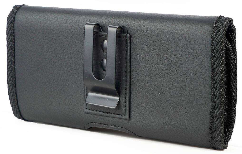 Alt View 8. Nakedcellphone - Vegan Leather Pouch with Metal Clip and Belt Harness for Nokia C300/C110, Moto Thinkphone, Edge, G Power, G Play - Black.