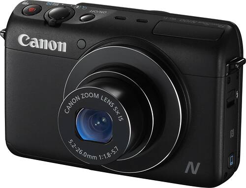 Angle. Canon - PowerShot N100 12.1-Megapixel Digital Camera - Black.