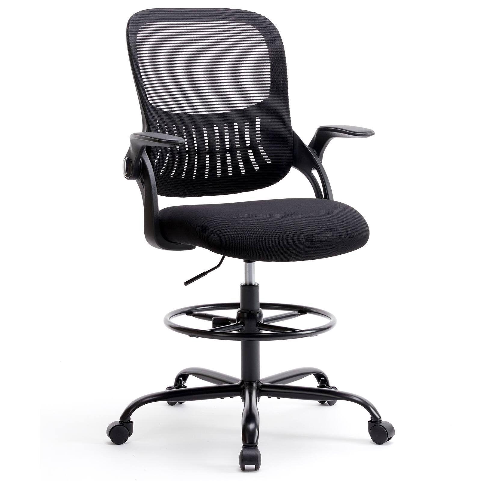 Angle. Spaco - Spaco Tall Ergonomic Office Chair with Adjustable Footrest,Lumbar Support, Swivel Foot Ring, Height Adjustable - Black.