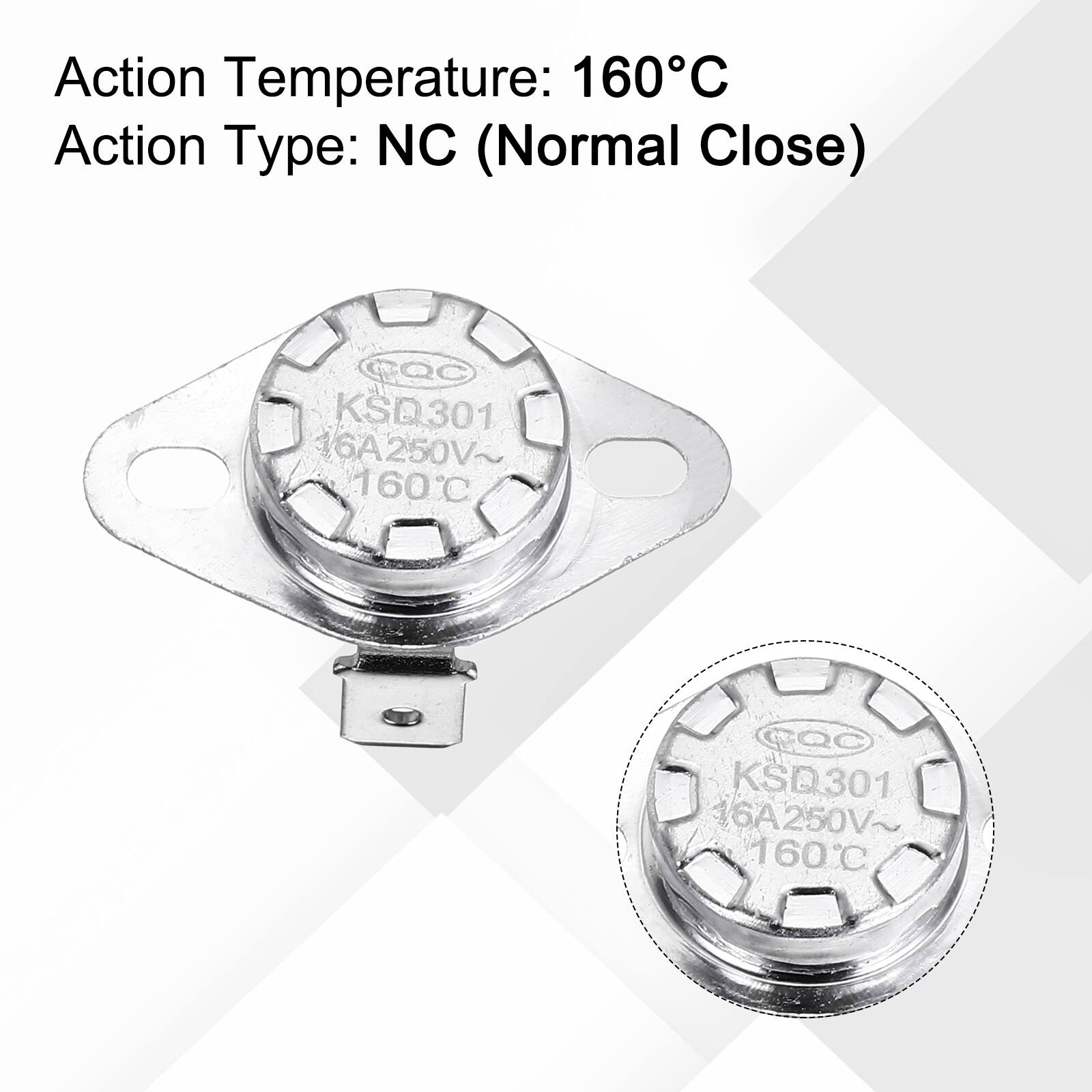 Action Temperature: 160°C  
Action Type: NC (Normal Close)  
CQC KSQ301 16A250V~ 160°C