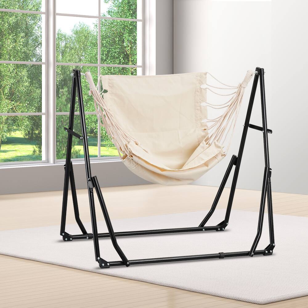 Alt View 1. Ainfox - Ainfox 2 in 1 Outdoor Hammock Swing Chair with Portable Heavy Duty Stand - beige.
