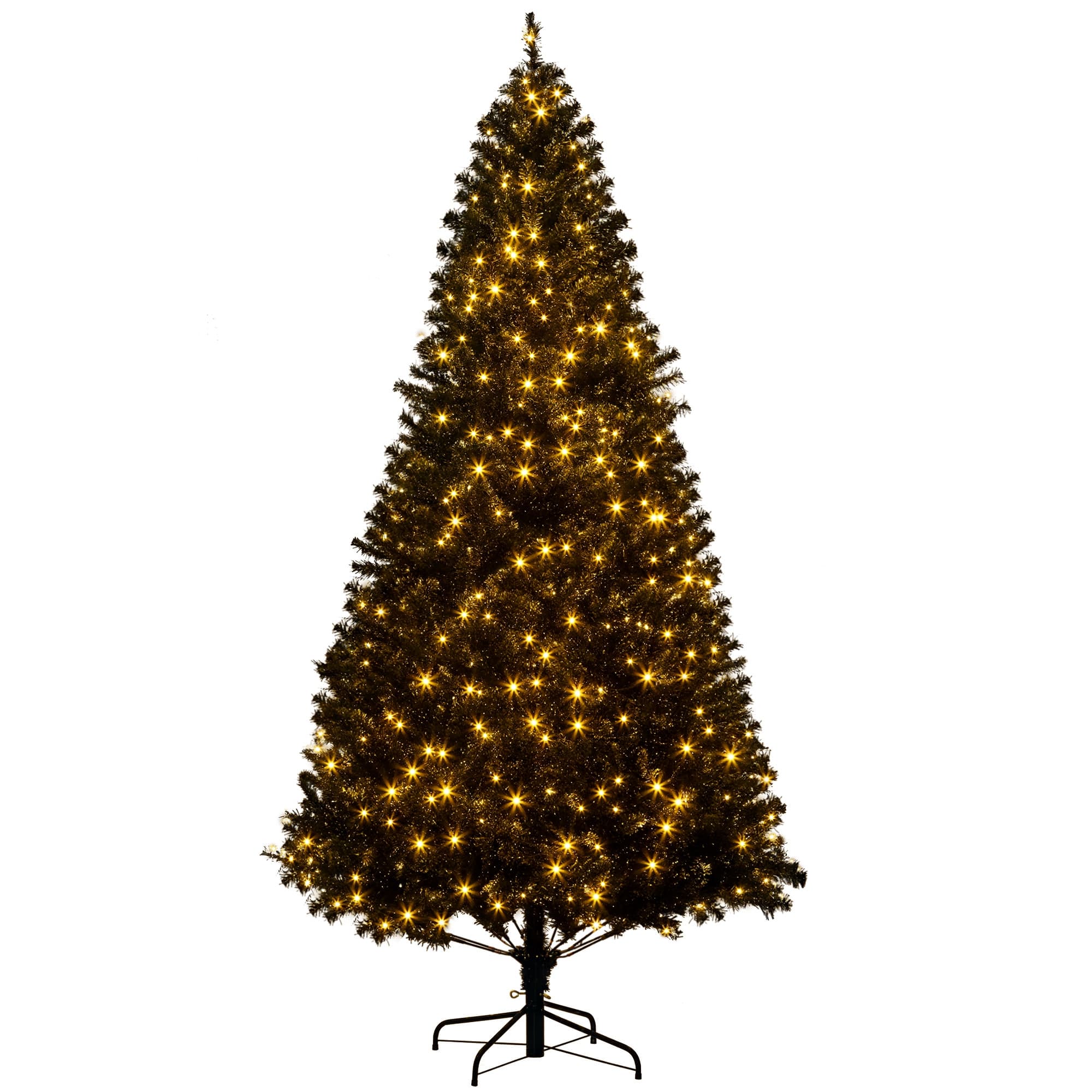 Homcom - 7.5' Tall Prelit Christmas Tree Douglas Fir Artificial Christmas Tree with Realistic Branches, 500 Warm White LED Lights - Black