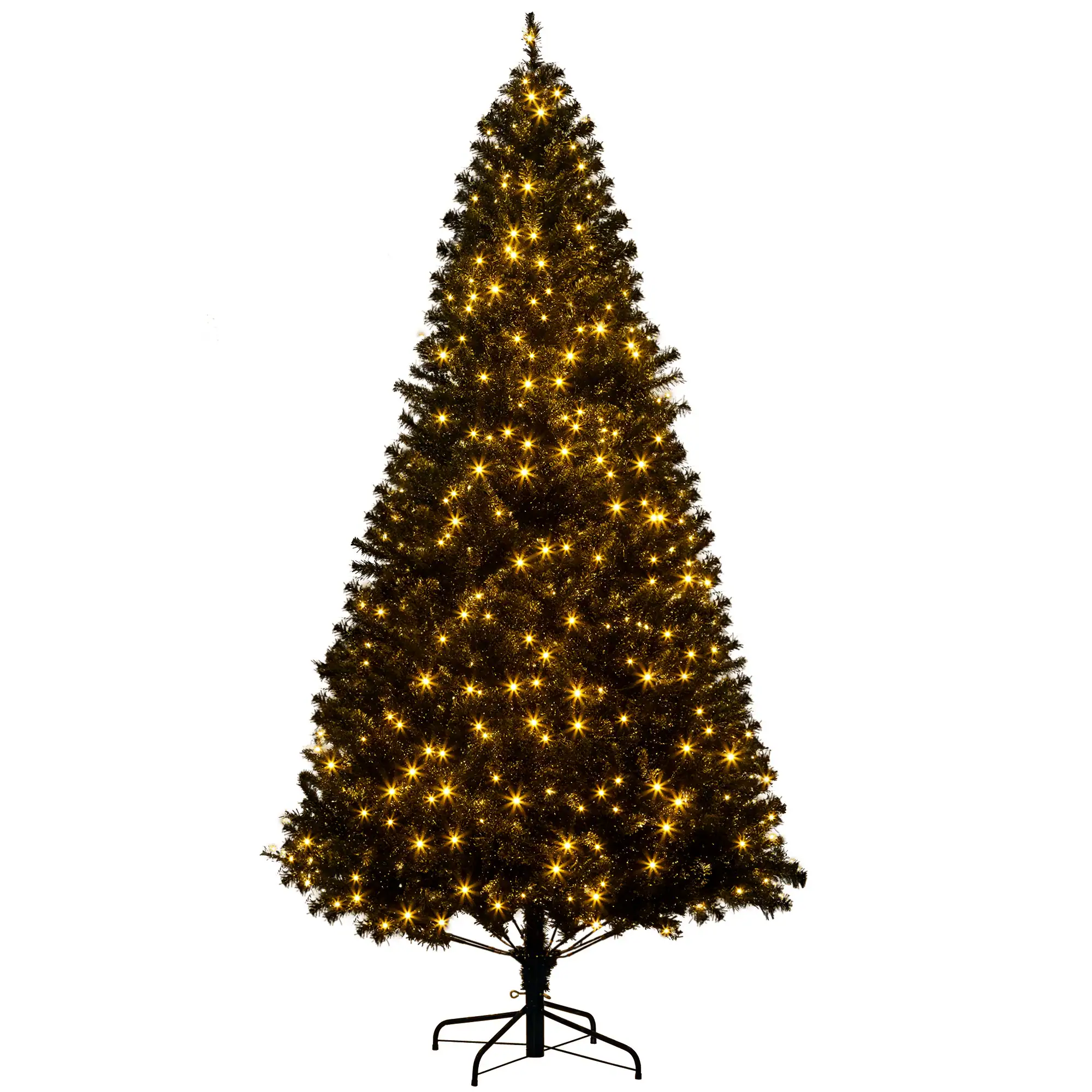 Homcom - Tall Prelit Christmas Tree Douglas Fir Artificial Christmas Tree with Realistic Branches, 500 Warm White LED Lights - Black