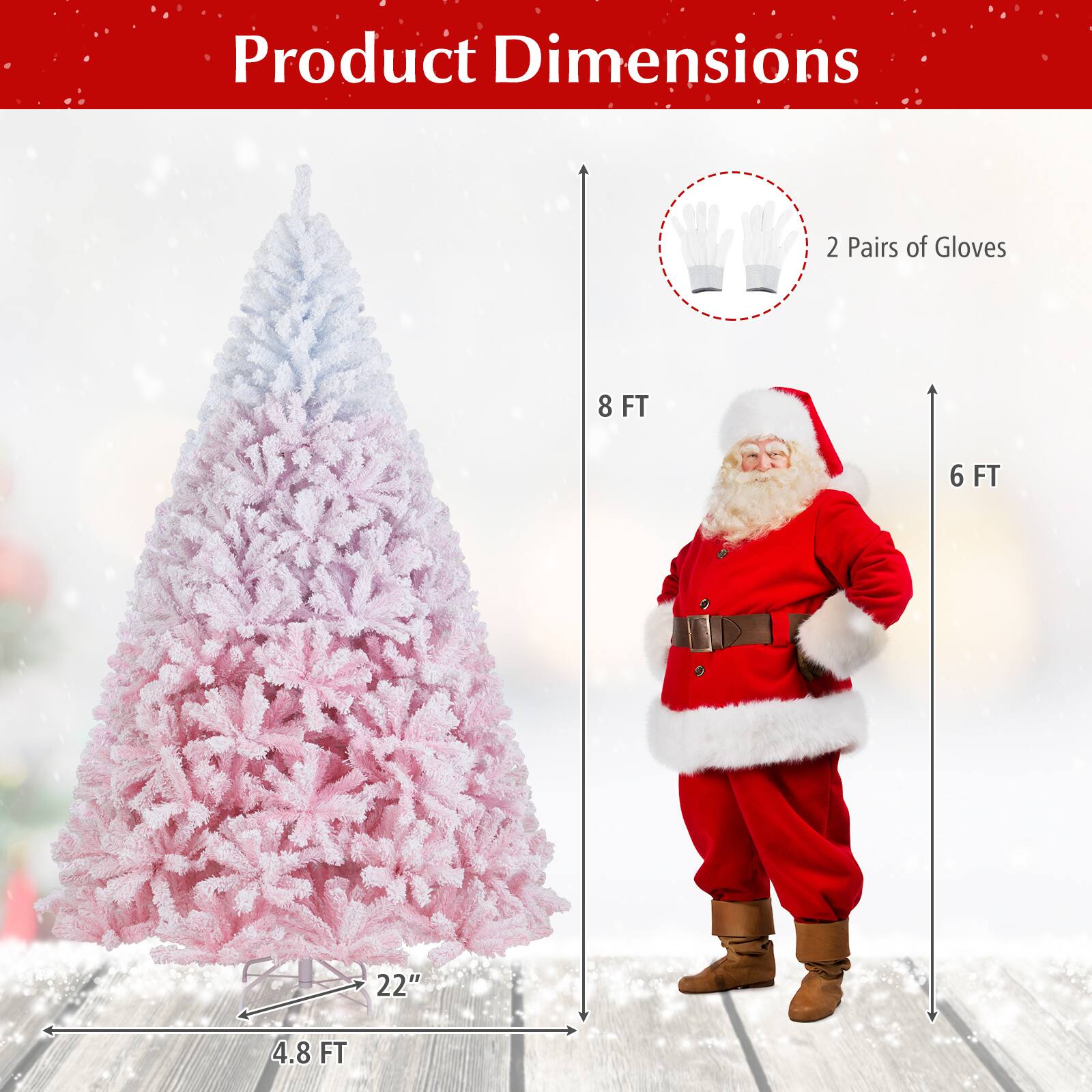 Product Dimensions

- 2 Pairs of Gloves
- 8 FT
- 6 FT
- 4.8 FT
- 22"