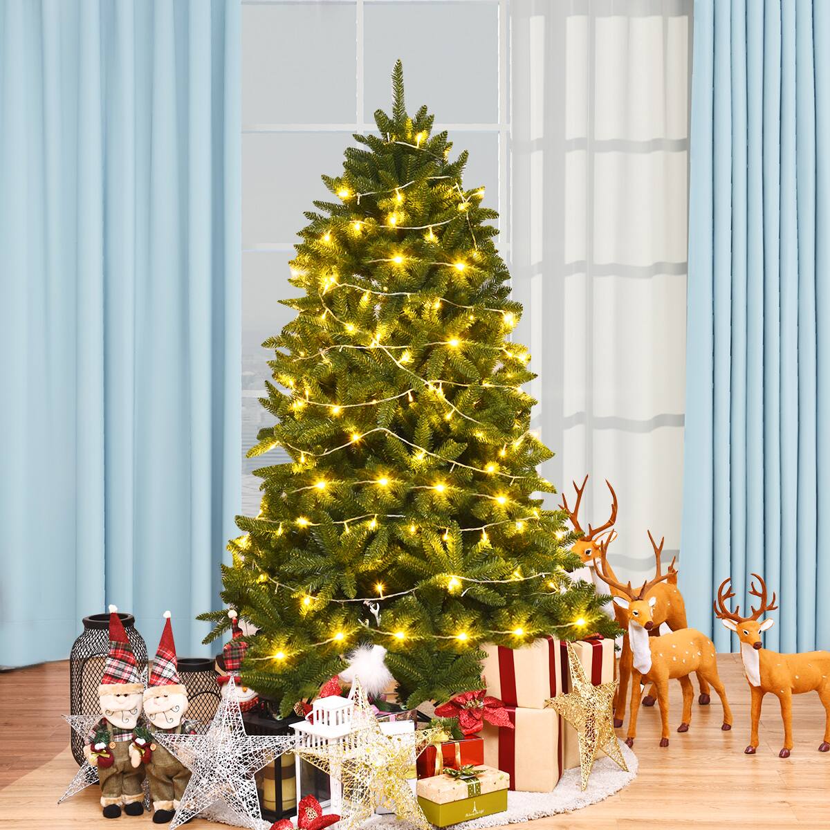 Alt View 1. Gymax - Gymax 6ft Artificial Christmas Fir Tree w/ 1250 Premium Hinged Branch Tips - Green.