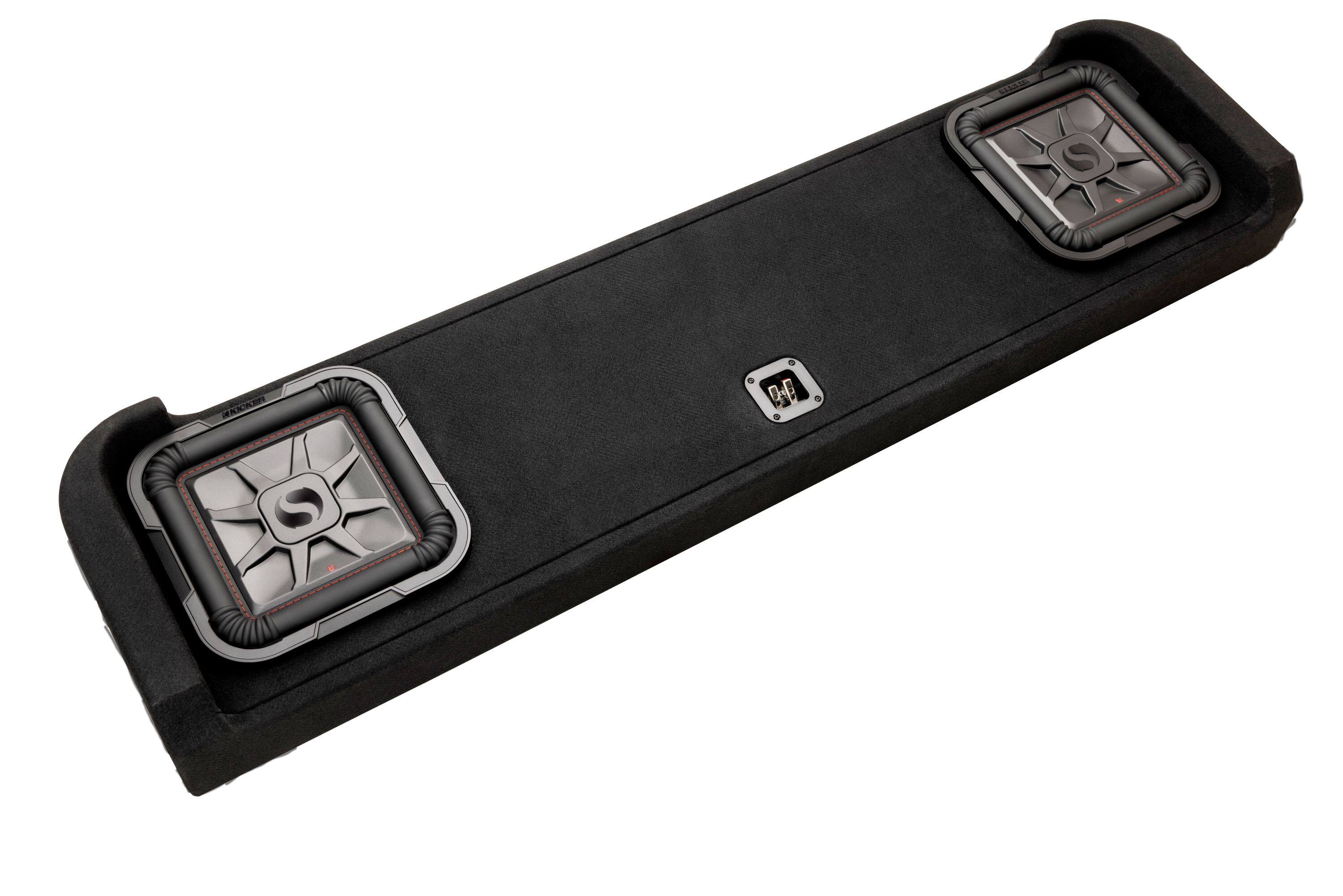 Back. KICKER - L7T Custom Fit Dual 10" 2-Ohm Down Firing Enclosure Subwoofer for Select Ford F-150s - Black.